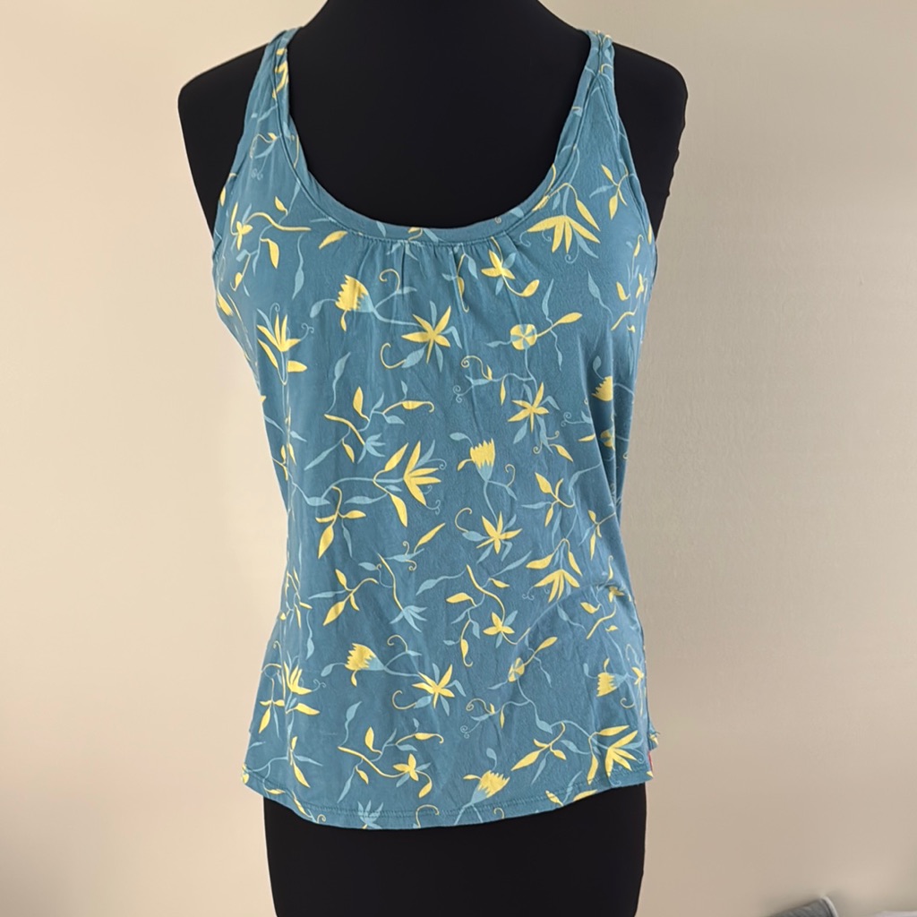 Nwt The North Face Kascade Printed Cami Racerback Tank Top In El Rio Blue Size L